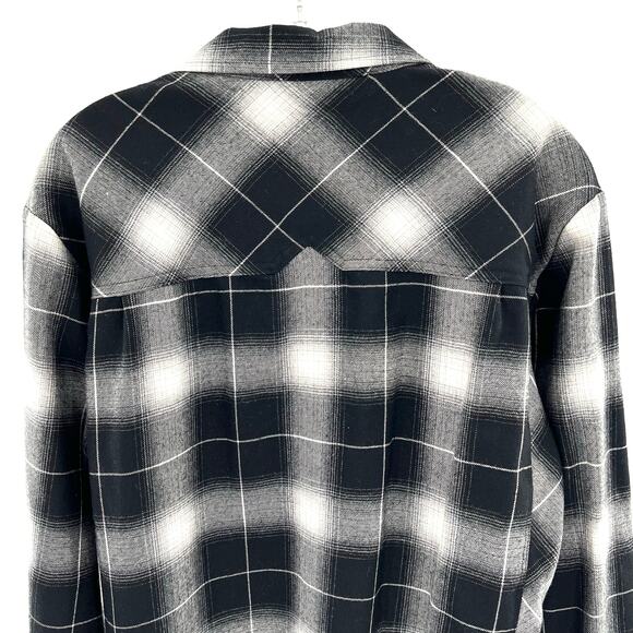 Icebreaker men’s merino wool black and white plaid flannel shirt - Picture 6 of 12